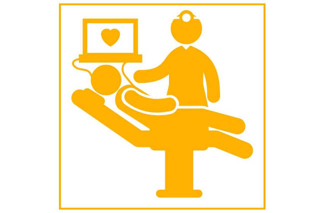 icon of doctor with patient